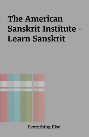 The American Sanskrit Institute – Learn Sanskrit